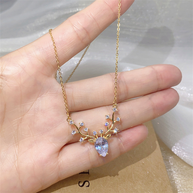 Zircon Inlay Material Necklace Classification 304 Stainless Steel Chain Material cable chain Chain Type PVD Coated Real Gold Plated Elk Stainless Steel Casual Simple Style Waterproof Non Tarnish Necklace