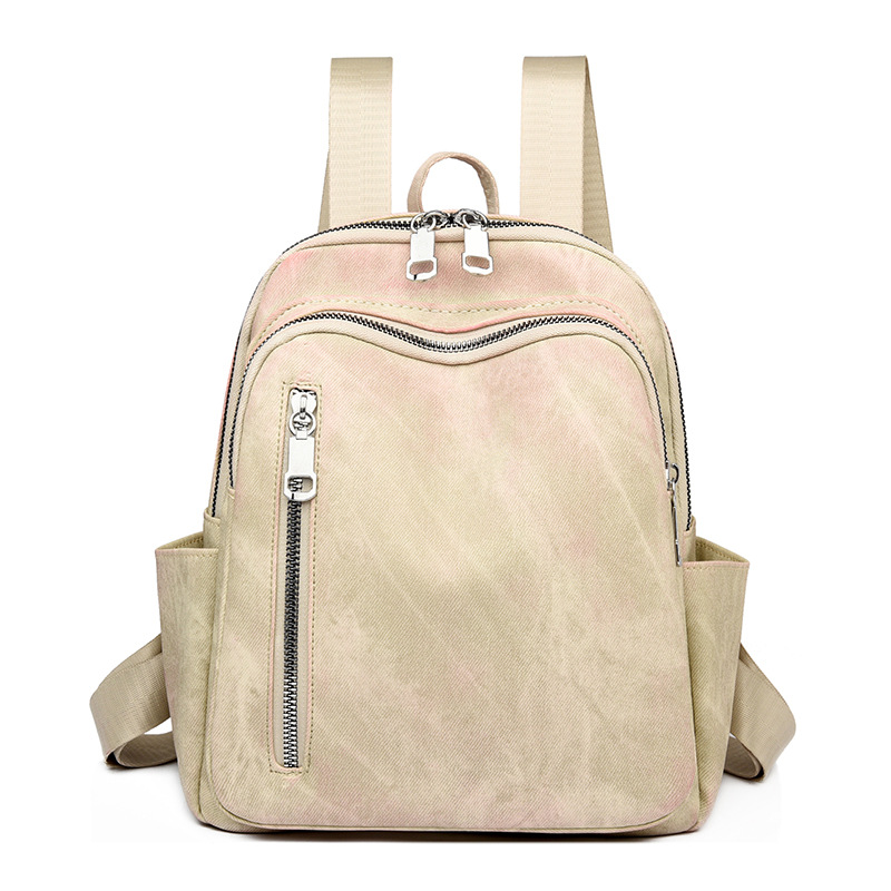 Mochila de todo fósforo de color puro para mujer 2024 nuevo estilo de cuero suave moda mochila de gran capacidad bolsa de viaje al por mayor