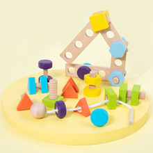 木质螺母颜色形状配对儿童早教益智拧螺丝拆装组合组装百变玩具