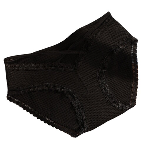 Japanese threaded student underwear girls' pure cotton low-waist lace edge hollow breathable cross strap briefs for women