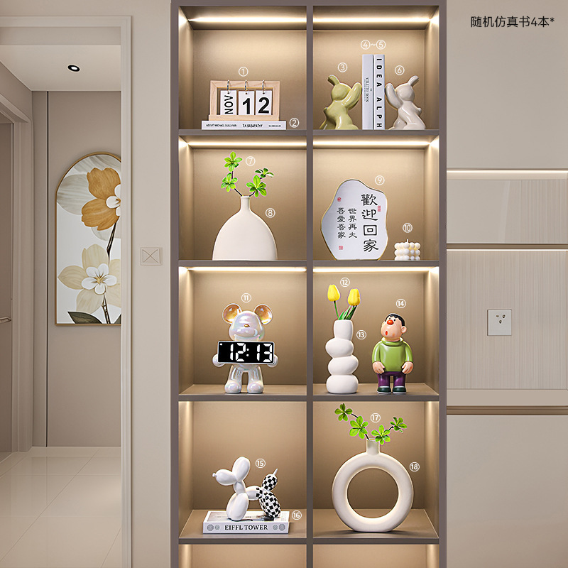 现代简约酒柜电视柜开放装饰品摆件高级感客厅壁龛轻奢家居书柜|undefined