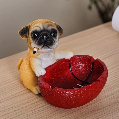 Gift, Living Room Decoration, Car ashtray - ball-holding-dogashtrayyellowred