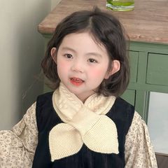 秋冬季宝宝围巾男女童交叉保暖脖套儿童护颈防寒时尚针织毛线围脖
