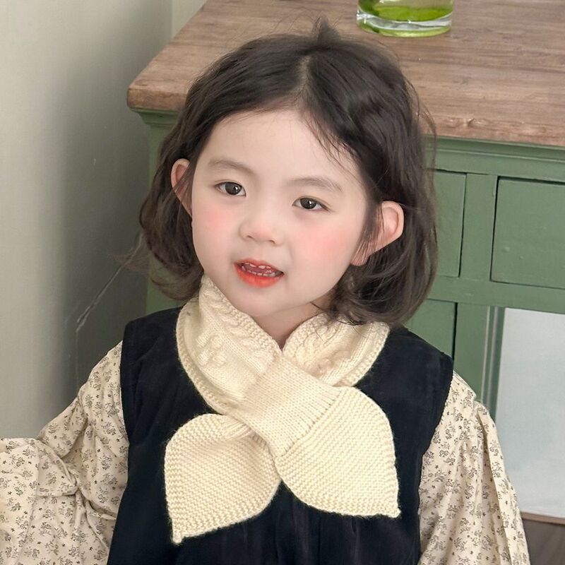 秋冬季宝宝围巾男女童交叉保暖脖套儿童护颈防寒时尚针织毛线围脖|undefined