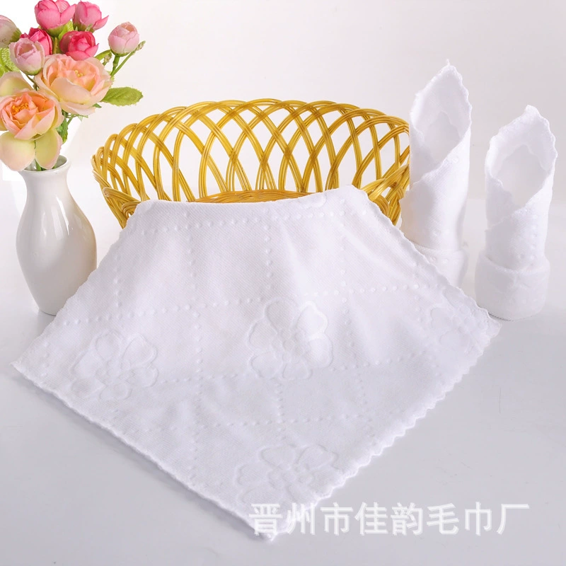 Тонкое волокно Белый маленький квадратный шарф кружевной тисненый платок полотенце баня уборка отеля детский сад одноразовая салфетка