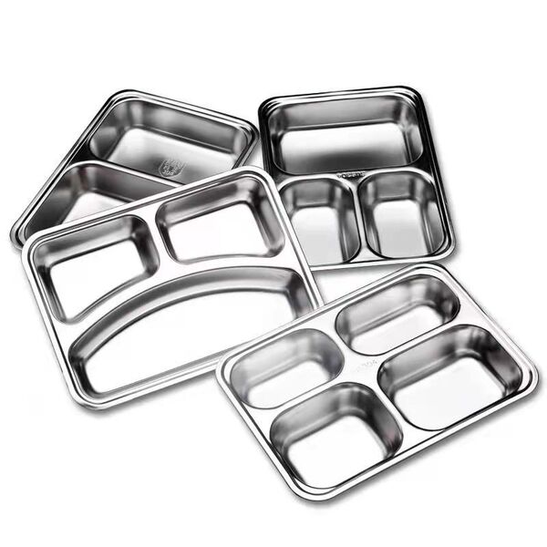 Rectangular school dinner plate stainless steel for feeding