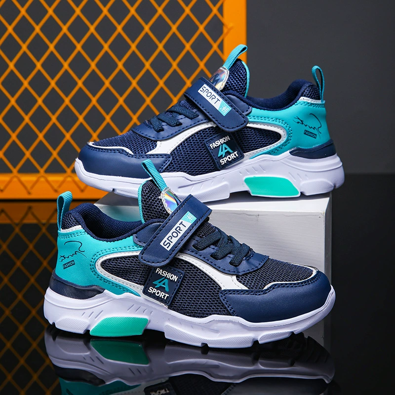Детская обувь, дышащие повседневные кроссовки для мальчиков с одинарной и двойной сеткой, легкие нескользящие спортивные кроссовки для детей среднего и старшего возраста, учащихся начальной школы.