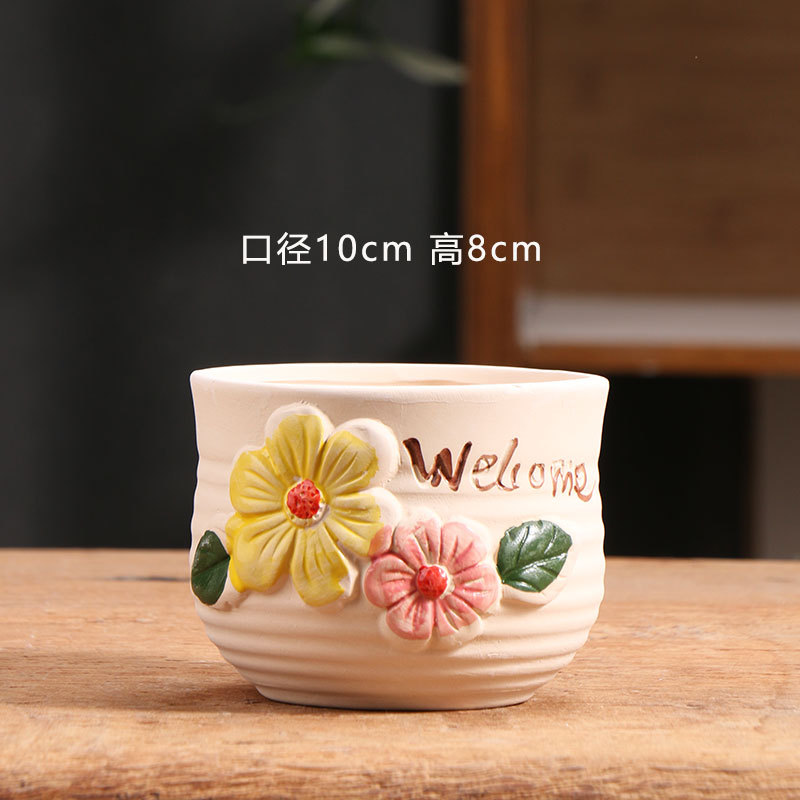 Macetas suculentas a la parrilla a mano, venta especial de cerámica, terraza para el hogar, terracota, cerámica pequeña, venta al por mayor