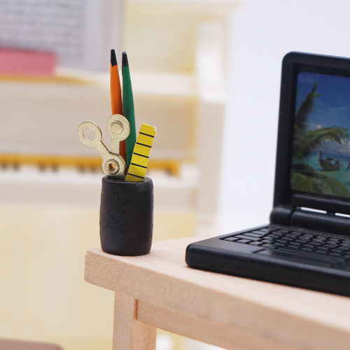 Dollhouse Doll House Mini Learning Props Accessories Simulation Pen Holder Miniature Model BJD Pencil Ruler