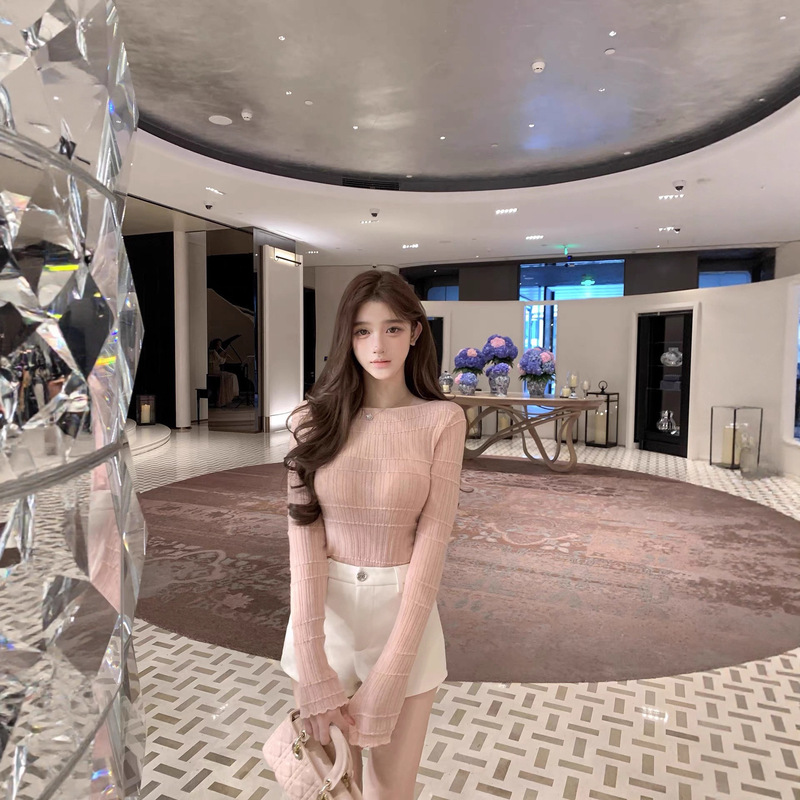 Ruoyu Lusi Wears 16 Alpaca 38 Wool Textured Knitwear Pullover Slim Bottoming Shirt Top