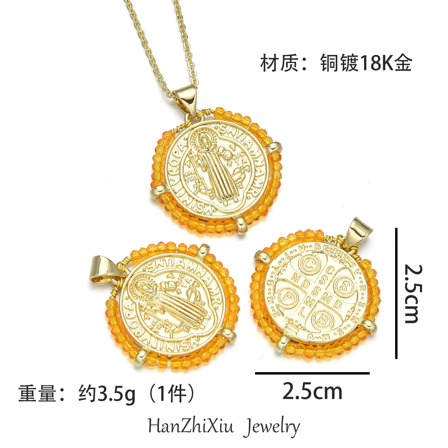 Europa y los Estados Unidos transfronterizos nuevos collares redondos de color de la Virgen María de moda retro collar de perlas geométricas joyas para mujeres