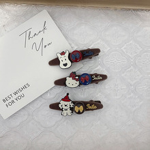 可爱植绒卡通狗狗发夹时尚百搭侧边夹刘海一字夹碎发卡发饰鸭嘴夹