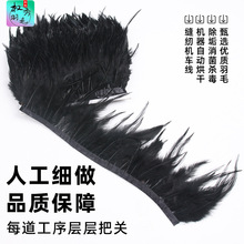 现货自产自销长款黑色尖毛布边羽毛黑色公鸡尖毛裙摆表演服装辅料