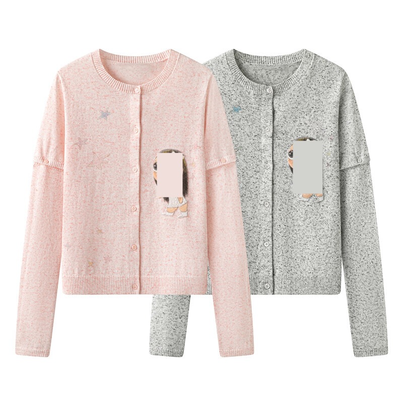 In stock 2026 autumn new cartoon anime jacquard detachable sleeve knitted cardigan 3K3YE23