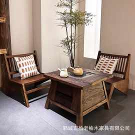 实木火锅桌围炉煮茶桌民宿户外火炉桌诧寂风家具小方桌阳台围炉桌