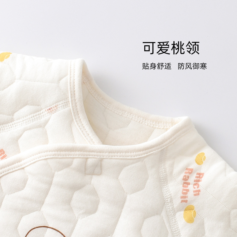 嬰兒連體衣夾棉無骨保暖哈衣男女兔寶寶冬季空氣棉睡衣爬服蝴蝶衣