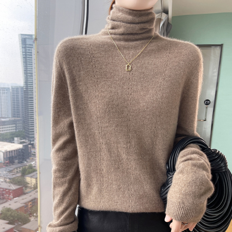 Autumn and Winter New First-Line Seamless Turtleneck Knitwear for Women, Loose Inner Pile Collar Cashmere Bottoming Long-Sleeved Knitwear