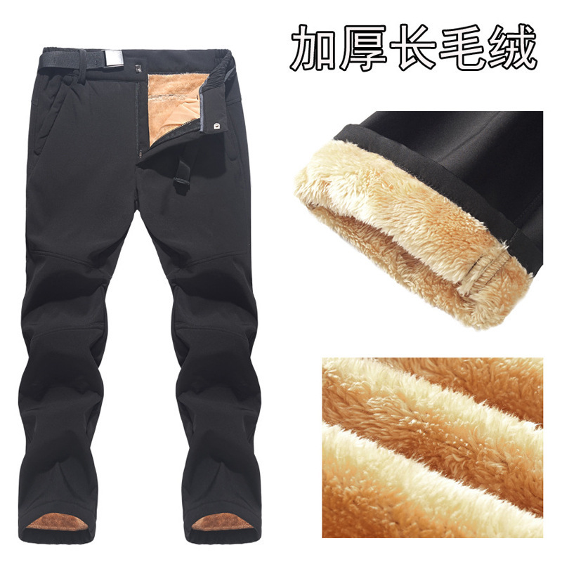 Berber fleece pants men and women couple winter plush outdoor waterproof windproof thickened mountaineering soft shell pants Berber fleece pants men and women couple winter plush outdoor waterproof windproof thickened mountaineering soft shell pants