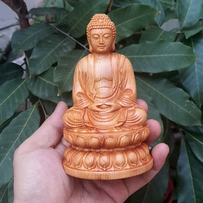 太行崖柏西方三圣塔如来佛祖木雕观音菩萨汽车摆件手把件实木家居|undefined