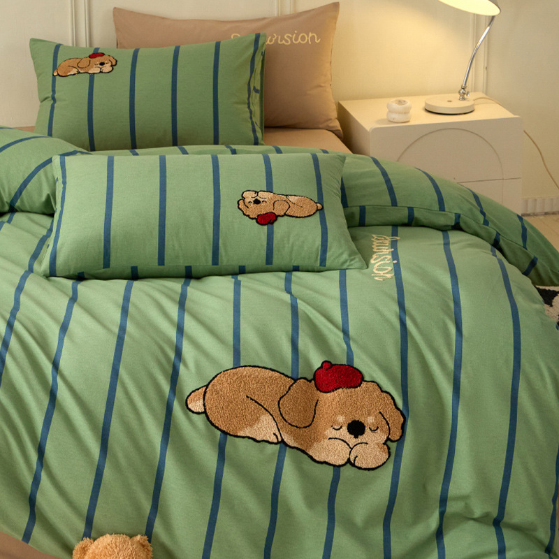 Cama de algodón grueso de clase A cuatro piezas de ropa de cama de invierno de algodón completo ropa de cama infantil cubierta de sábanas de tres piezas
