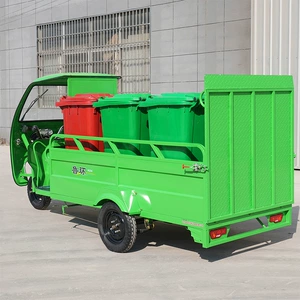 Six-Bin Garbage Removal Electric Tricycle, Community Property Trash Bin Transport Vehicle, 240 Trash Bins X6