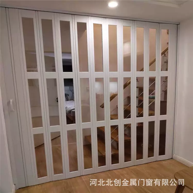 PVC水晶折叠门开放式厨房隔断门商场商铺汽美店防水防尘推拉门
