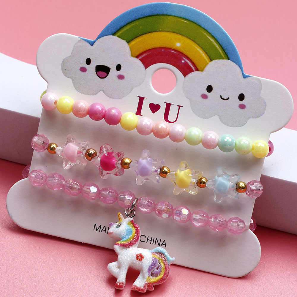 Cute Pentagram Unicorn Plastic Beaded Bracelets