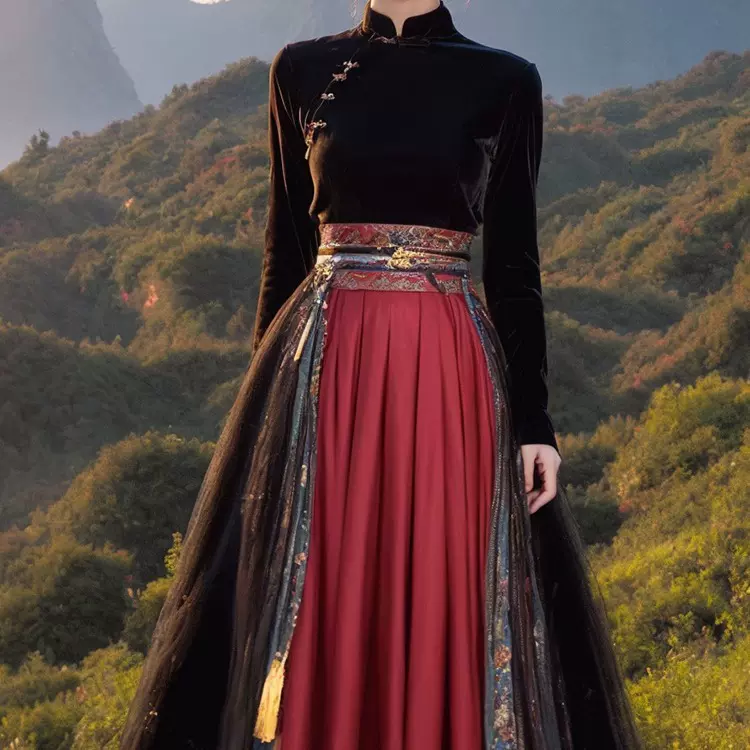 新中式轻国风冬装红色马面裙上衣套装女装敬酒服轻汉服汉元素通勤