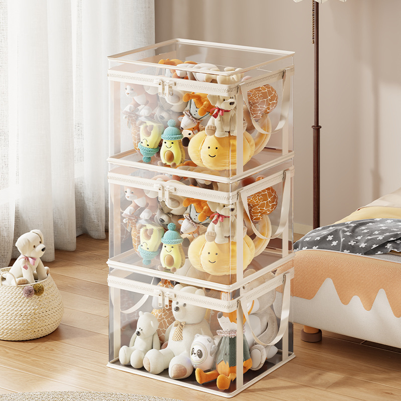Cilindro Organizador de Juguetes de Peluche de Plástico y Tela, Transparente, Gran Capacidad, para Muñecas