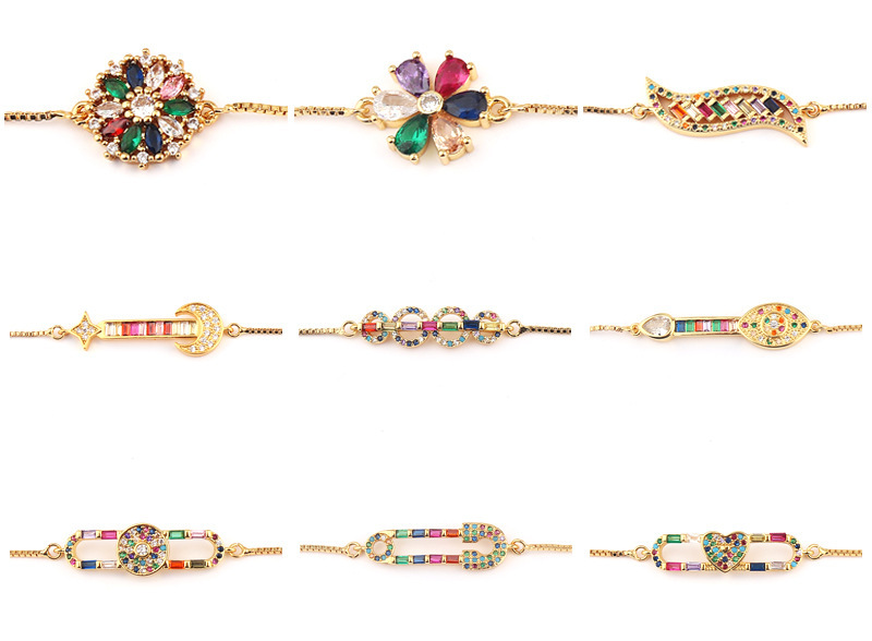 European and American New Diamond Bracelets, Sparkling Colorful Zircon Bracelets, Flowers, Stars and Moon Pins, Various Bracelets Wholesale