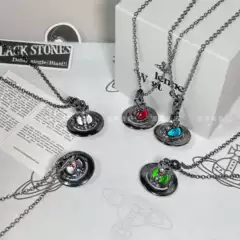 Nana Style Saturn Necklace Full of Diamonds + Three-Dimensional Orb Niche Necklace with Punk Feel, Direct from the Manufacturer