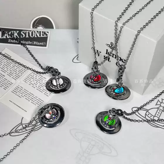 Nana Style Saturn Necklace Full of Diamonds + Three-Dimensional Orb Niche Necklace with Punk Feel, Direct from the Manufacturer