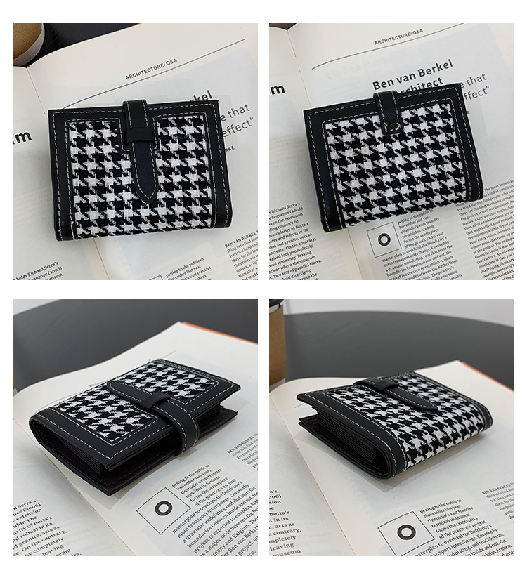 Korean Houndstooth Short Multi-card Canvas Wallet Wholesale display picture 1