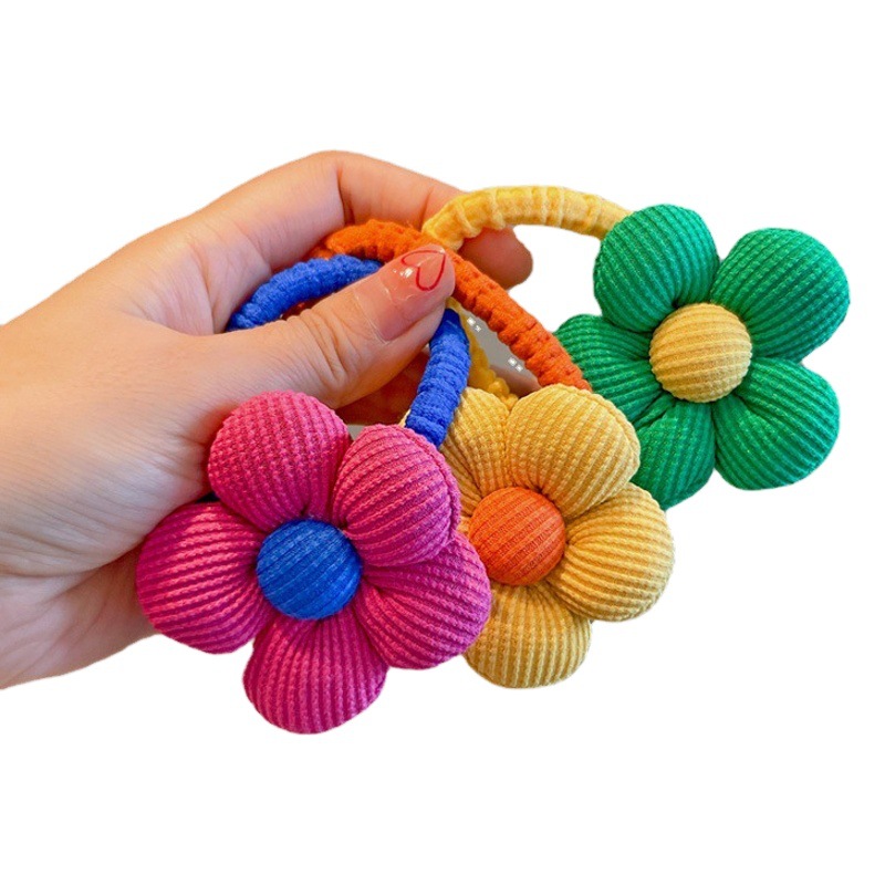 Cuerda de pelo otoño nuevo estilo cuerda de pelo no duele la banda de goma tela de la muchacha flor pelo banda lazo cabeza de la bola de la muchacha