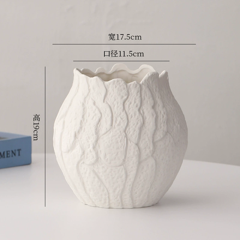 Цветочная ваза, новая керамическая ваза в китайском стиле без глазури, украшение для дома и гостиной, фарфоровый декор для цветочных композиций, зеленое растение.