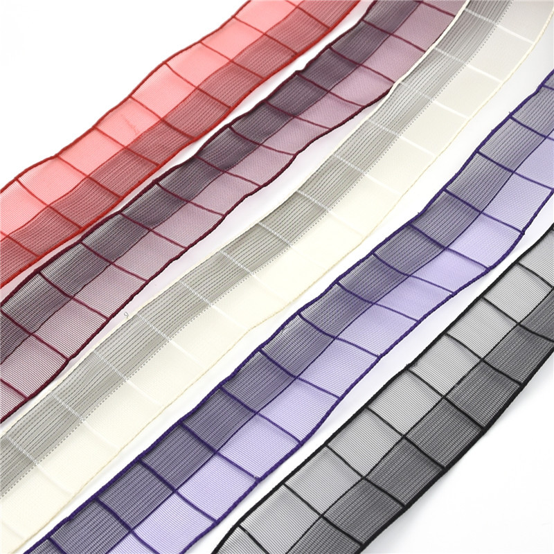 Transfronterizo europeo y americano 3,8 cm contraste color Plaid nieve cinta ropa hogar textil producción material cinta con alambre de hierro en stock 10M
