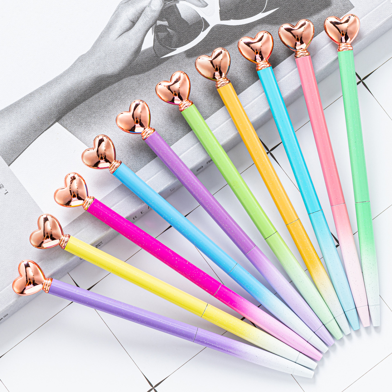 廠家直供小愛心創意圓珠筆心形造形金屬筆廣告禮品筆刻字批發