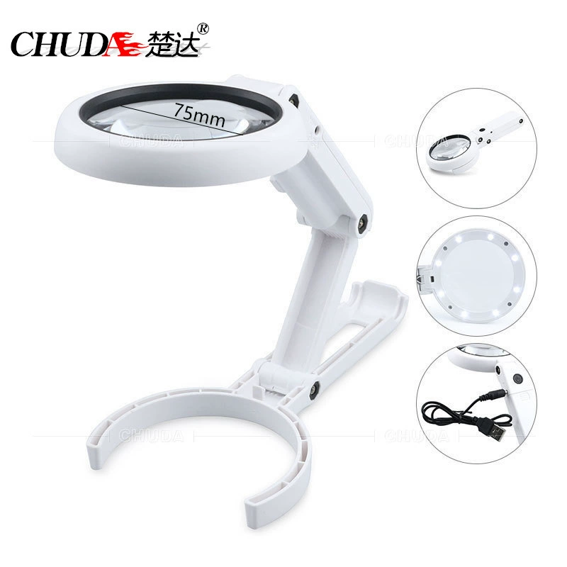 Чуда 5 раз 11-кратное чтение Ручная лупа складная увеличительная лупа с лампой ремонт ювелирных изделий 75RC