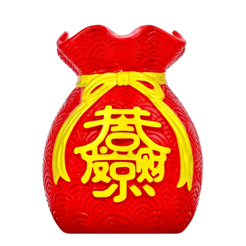 螺纹恭喜发财钱袋子花瓶水培银柳红果麦穗仿真花水培植物台桌盆器