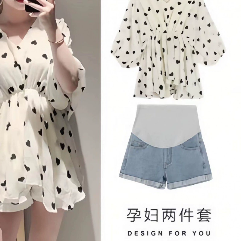Summer clothing for pregnant, shiffon set, high-quality style, Korean style, Chanel style