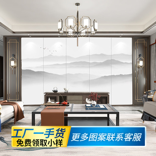 Modern New Chinese style mural hard bag landscape ink background wall soft bag TV sofa bedside living room light luxury decoration
