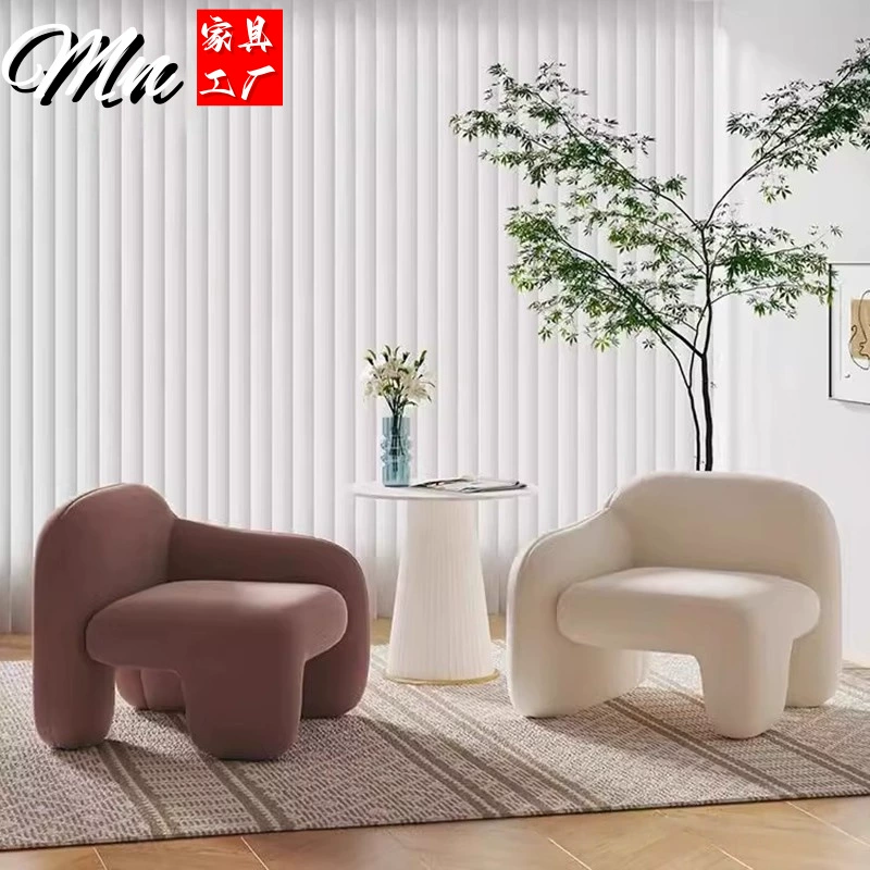 Кресло-софа в стиле интернет-знаменитостей, кремового цвета, для гостиной, салона красоты, зоны отдыха, ресепшена, переговоров, в стиле лёгкой роскоши и отдыха.