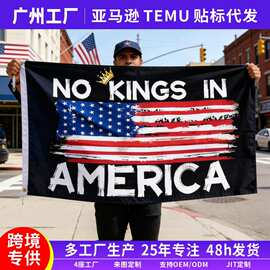 跨境no Kings In america 3x5ft旗帜定制 美国独立日自由旗子定做