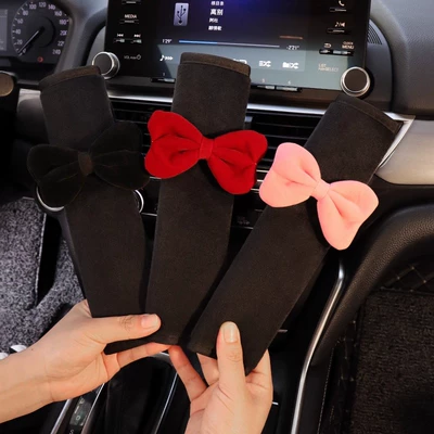 Girly Cute Bow Car Seat Belt Shoulder Cover Car Seat Belt Cover Goddess Anti-Strangle Car Interior Accessories