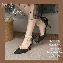 小码凉鞋女313233韩版粗跟甜美风夏季2024年新款珍珠一字带凉鞋41