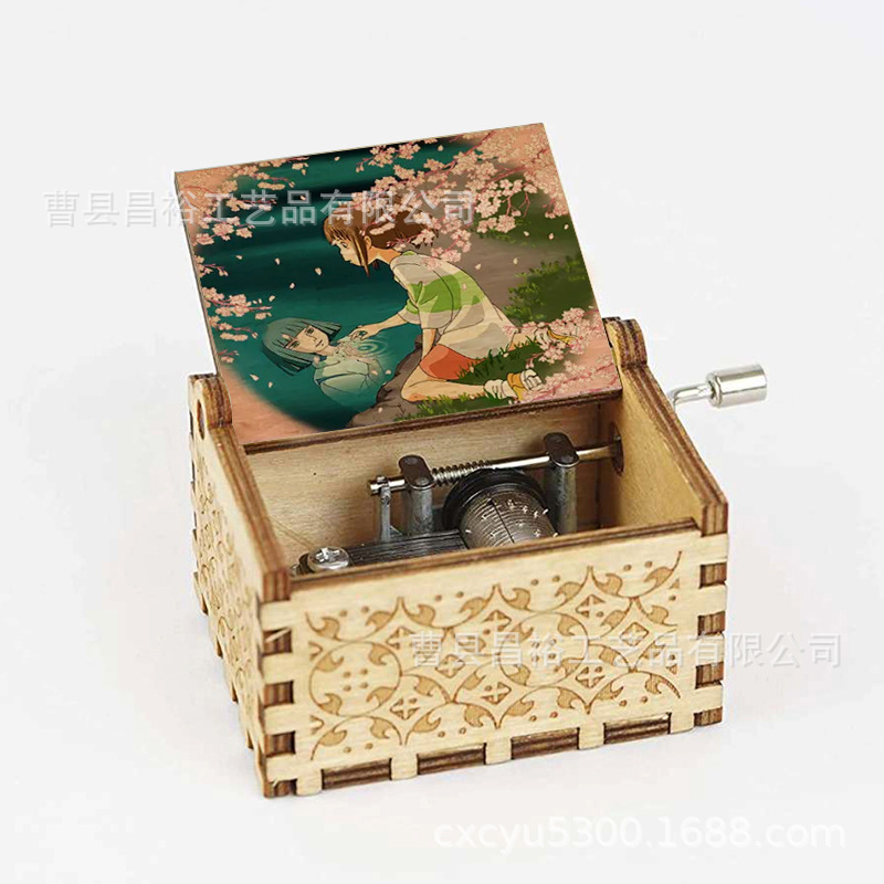 木製の手作りオルゴール創意カラープリント千と千尋のオルゴール木製の手を振ってオルゴールクロスボーダー専用です。