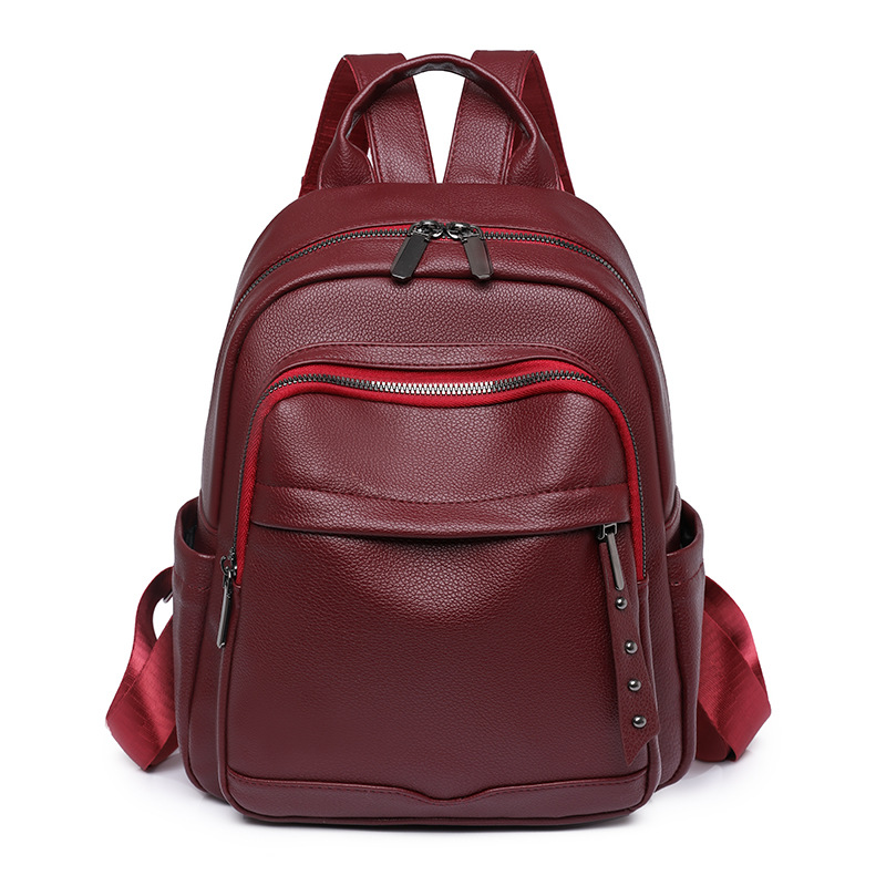 2023 primavera nuevo estilo coreano casual mujer cuero suave mochila simple y versátil arte mochila de viaje mochila escolar