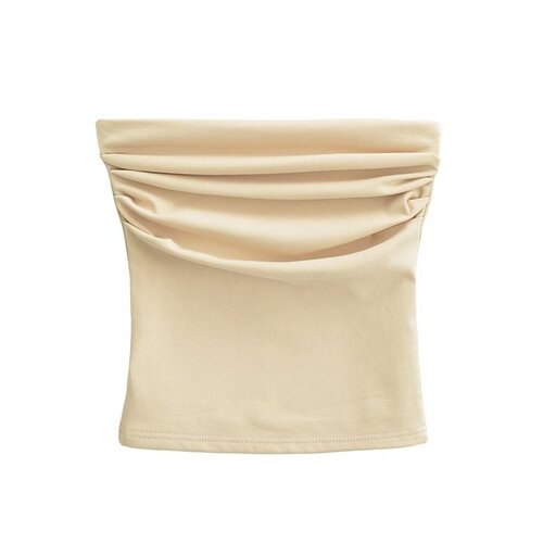 Backless waist-cinching pure desire style spicy girl design strapless top sexy summer pleated Insta-dopamine outerwear slimming
