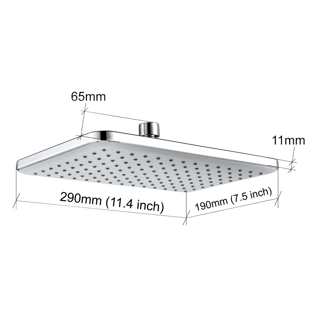 Venta directa de fábrica, cabezal de ducha de techo de 12 pulgadas, rectangular grande, ABS galvanizado, cabezal de ducha de baño de alto flujo