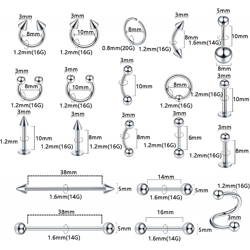 Piercing barbell de acero inoxidable para lengua y labio_voghion.com